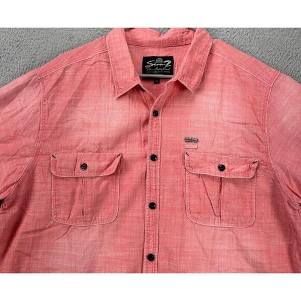 Seven7 Shirt Adult XL Light Red Western Button Up Long Sleeve Flap Pockets Mens
